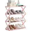 SHINROAD Scarpa Display Mensola Camera da Letto Rack Storage Rimovibile 4 Livelli Grande Capacità Struttura Stabile Armadio Organizzatore di Ingresso In Piedi Rosa