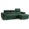 Robin Inspire Divano Angolare Modulare 3 Posti - Divano Letto a L Destro - Contenitore, 3 Poggiatesta Regolabili - per Soggiorno Moderno - 247 cm Silver Verde Bottiglia