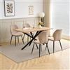 GrandCA HOME Set Tavolo e Sedie da Pranzo da 5 Pezzi, Tavolo Quadrato da 140 cm, 4 Sedia Imbottita in Lino, Adatto per Cucine, Sale da Pranzo e Soggiorni (Legno Chiaro + Nero)