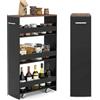 COSTWAY Carrello da Cucina a 4 Ripiani, Carrello Portaoggetti in Legno con Ruote Universali, Stretto e Slim 20cm, Salvaspazio con Manico per Bagno Lavanderia (20 cm,Nero+Marrone)