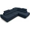 Robin Inspire Divano Angolare Modulare 4 Posti - Divano Letto a L Destro - Contenitore, 5 Poggiatesta Regolabili, 2 Cuscini - per Soggiorno Moderno - 280 cm Saturn Blu Navy