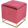 SOLO MOBILI Pouf Glamour Contenitore Quadrato Fucsia