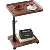 Txmyxgs Tavolino Salotto Regolabile In Altezza (45-80 Cm),Tavolino A Forma Di C,Tavolino Divano Rotazione 360°,Con Ruote,Piano Girevole,Tavolino Laterale In Legno Per Divano Del Soggiorno E Camera Da Letto