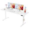 ERGOMAKER Scrivania elettrica regolabile in altezza 170 x 60 cm (66,9 x 23,6), tavolo regolabile in altezza con piastra di giunzione (telaio bianco + piano tavolo bianco)