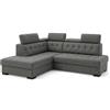 Robin Inspire Divano Angolare Modulare 4 Posti - Divano Letto a L Sinistro - Contenitore, 5 Poggiatesta Regolabili - per Soggiorno Moderno - 240 cm Paris Grigio Cenere