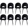 GrandCA HOME Set di 8 Sedie da Pranzo Moderne, in Velluto Olandese Delicato Sulla Pelle con Gambe in Metallo, Adatte per Sale da Pranzo, Soggiorni e Camere da Letto - Nero