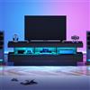 Soweiz Mobile TV lucido con 3 scomparti in vetro, illuminazione LED, controllo app, connessione Bluetooth, per TV da 70, nero, 160 x 38 x 50,5 cm
