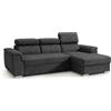 Robin Inspire Divano Angolare Modulare 3 Posti - Divano Letto a L Destro - Contenitore, 3 Poggiatesta Regolabili - per Soggiorno Moderno - 247 cm Silver Nero