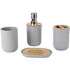 YUUGAA Set da Bagno, Set di Accessori per Il Bagno da 4 Pezzi, Tazza per spazzolino da Denti Regalo Impermeabile in bambù per casa Hotel(Grigio)