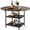 COSTWAY Tavolo da Pranzo Rotondo 120 cm per 4-6 Persone (Marrone)