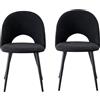 GrandCA HOME Set di 2 Sedie da Pranzo, Moderne Sedie da Cucina Imbottite con Gambe in Metallo, Adatte a Sale da Pranzo, Soggiorni e Camere da Letto - Nero