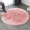 Ommda Tappeto Peloso Camera da Letto Lavabile Tappeto Peloso Shaggy Salotto Tondo Tappeto in Pelliccia Sintetica Rosa 50cm