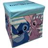 CARTOON Pouf contenitore pieghevole Stitch e Angel Disney 30 cm per cameretta seduta portaoggetti salvaspazio in tessuto rigido ideale per giochi libri e vestiti