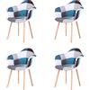 GrandCA HOME Set di 4 Poltrone Patchwork, Sedia da Pranzo in Stile Nordico Sedia Da Cucina Per Sala da Pranzo, Soggiorno, Camera da Letto (Blu A5-2)