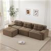 Bladez Moderno divano modulare Cloud Boneless ad angolo a forma di L in velluto a coste, divano cloud modulare con pouf, senza montaggio, divani imbottiti cloud combinabili per soggiorno (marrone, 3
