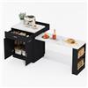 KecDuey Armadio da cucina, isola da cucina con tavolo da pranzo estraibile per 4-6 persone, tavolo da cucina bicolore, presa elettrica, armadietto, 2 cassetti, 2 ripiani laterali aperti