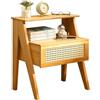 MumaHome Comodino in Bambù con Cassetto, Mobile da Notte Boho