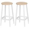 HOMCOM Set 2 Sgabelli da Bar in Legno e Acciaio, Sgabelli Cucina con Poggiapiedi per Soggiorno, Sala da Pranzo, Cucina e Bar, Stile Industriale, 32.5x32.5x65 cm, Bianco e Color Legno