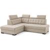 Robin Inspire Divano Angolare Modulare 4 Posti - Divano Letto a L Sinistro - Contenitore, 5 Poggiatesta Regolabili - per Soggiorno Moderno - 240 cm Paris Latte