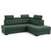 Robin Inspire Divano Angolare Modulare 4 Posti - Divano Letto a L Destro - Contenitore, 5 Poggiatesta Regolabili - per Soggiorno Moderno - 240 cm Paris Verde