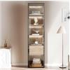 Wyibwy Mobiletto, 40x34,5x165 cm, con luce, con 1 cassetto grande e 1 anta in vetro, mobiletto per il bagno, mobiletto per il soggiorno, vetrina