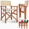 Casaria® Sedia da Regista Pieghevole Legno di Eucalipto Certificato FSC® Braccioli Tessuto Lavabile Altezza di Seduta 46cm Capacità di Carico fino a 160kg Sedia Giardino Esterno