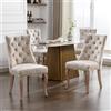 Lexiou Sedia a 4 piedi, in velluto, per sala da pranzo, schienale alto, con trapuntatura a bottoni, struttura in legno massiccio (set da 4 pezzi) (beige chiaro)