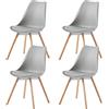buybyroom Set di 4 sedie da sala da pranzo, imbottite, da cucina, seduta, per soggiorno, sala da pranzo, sala conferenze, in legno massiccio, grigio
