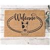 Social crazy Tappeto zerbino personalizzato - Welcome Bull Terrier - cocco naturale ideale per ingressi (Cocco Naturale, 90x60 cm)