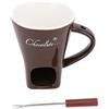 Agatige Ceramics Coppa di fusione al cioccolato, mini fonduta di gara FONDUE POTTO CON FORCHI (Marrone)