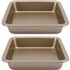 Oumefar Teglia da forno 22x22x4 . 6cm Teglia da forno a forma quadrata Teglia da forno in acciaio al carbonio Teglia da forno antiaderente Teglia da formaggio Teglia per pizza Vassoio(Oro)