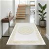 Teppich-Traum Tappeto soggiorno pelo corto corridoio ingresso passatoia breve orientale elegante ornamenti effetto lucido meandro crema oro 80 x 150 cm