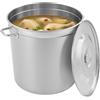Begoniape - Pentola per zuppa in acciaio inox 98 l, pentola da cucina per catering, grande con manici e coperchio per lavello, diametro 51,5 cm, altezza 50 cm per tutti i tipi di piano cottura e