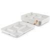 FOOGO Green 50 Piatti Monouso in Fibra di Canna da Zucchero, 23x20 cm, 5 Scomparti, Biodegradabili, Compostabili, Tondi Piccoli, Piatti Carta Robusti, per Picnic, Feste, Aperitivi, Stuzzichini