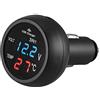 Asudaro Caricabatteria Da Auto Incorporato, Asudaro 3 In 1 Caricatore USB Per Auto Digital Lcd Termometro Adattatore Di Ricarica Smart Voltmetro Meter 12-24V Presa Caricabatteria Da Auto