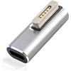 Xforevery Adattatore USB C a magnetico per MagSafe 2, convertitore di ricarica rapida PD 100 W tipo C a T-Tip Magnét 2, compatibile con MacBook Air e Pro 2013-2015, indicatore LED, alluminio