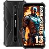 Ulefone Armor X12 Rugged Smartphone, Android 13 Telefono Indistruttibile, 6GB+32GB ROM/TF-256GB Telefoni Robusto, 5.45'' HD+, 13MP+8MP, Cellulare Antiurto 4860mAh, 4G Dual SIM/Face ID/NFC/IP69K/GPS