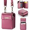 AJDJTEN AJJDJTEN Custodia Portafoglio per Samsung Z Flip 7 6 5 4 3 e Motorola Razr 2019-2025, Cover Pelle Borsello con Cinturino Regolabile, 5 Slot Carte, RFID, Elegante Protettiva Flip case per Donna Rosso