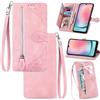 Generic Compatibile con Oppo Reno4 Pro 5G (Not 4G) Custodia,Portafoglio Portacarte con cerniera,Compatibile con Oppo Reno 4 Pro 5G Custodia in pelle PU con chiusura magnetica Pink