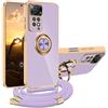 XCYYOO Cover per Xiaomi Redmi Note 11 4G/ Note 11S con Cordino, Custodia Redmi Note 11 4G/ Note 11Scon Tracolla, Case Antiurto 360°Metallo Ring Kickstand Litetettiva Auto Cover con cord - Viola