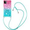 YMCASE Custodia per Samsung Galaxy A22 5G con Cordino, Glitter Bling Liquido Cover TPU Silicone Protettivo Morbido Quicksand Cellulare Custodie