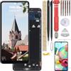 YHX-OU 6.7'' Incell Nero + Telaio Display per Samsung Galaxy A71 SM-A715F/DS LCD Schermo Touch Screen Digitizer Assemblea E Strumenti di Installazione + A71 Vetro Temperato