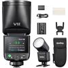 Godox V1 Mid S 55Ws Flash della fotocamera a testa rotonda per Canon, 2.4G Wireless Touchscreen Speedlite con TTL 1/8000 HSS, Carica USB-C, Riciclo rapido 1.7s, Batteria al litio 7.2V / 2200mAh