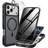 seacosmo Cover per iPhone 17 Pro Max Privacy Magnetica, Antispy Schermo Integrata in Vetro Temperato, Protezione Fotocamera, Custodia Fronte Retro 360 Gradi Antishock - Traslucida Opaca, Nero