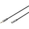 DIGITUS Cavo di prolunga Audio - Jack da 3,5 mm a Presa da 3,5 mm - Cavo aux - Cavo Stereo - contatti placcati Oro - 1 m - Nero - per impianti Stereo, Home Cinema, soundbar, Computer