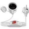 YINGAYOU Prolunga Schuko Corta con Interruttore 16A 250V Prolunga Elettrica Schuko Impermeabile, 2AC IP44, Adatta per Ambienti Interni o Esterni (Bianco, 1.5 m)