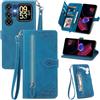 MOJIA Custodia Portafoglio per Oukitel C62 / C62 Pro / C62 GT, Pelle PU Flip Cover per Telefono con Guscio Interno in TPU, Multifunzione Porta Carte con Cinturino Polso. Blu