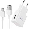 Generico Caricabatterie Rapido con Cavo Type-C, compatibile con Samsung, Apple, Xiaomi, Nokia e molti altri Caricatore da parete (caricatore + cavo USB-C), bianco (1 Pezzo)