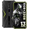 Ulefone Rugged Smartphone Armor X12, Android 13 Cellulare Indistruttibile, 6GB+32GB ROM/TF-256GB Telefoni Robusto, 5.45'' HD+, 4860mAh, 13MP+8MP, 4G Dual SIM/Face ID/NFC/IP69K Telefono Antiurto
