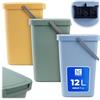 KADAX Set di 3 contenitori per rifiuti da 12L, contenitori per rifiuti in plastica con coperchio e maniglia, pattumiera per la separazione dei rifiuti, contenitore per rifiuti con coperchio a ribalta